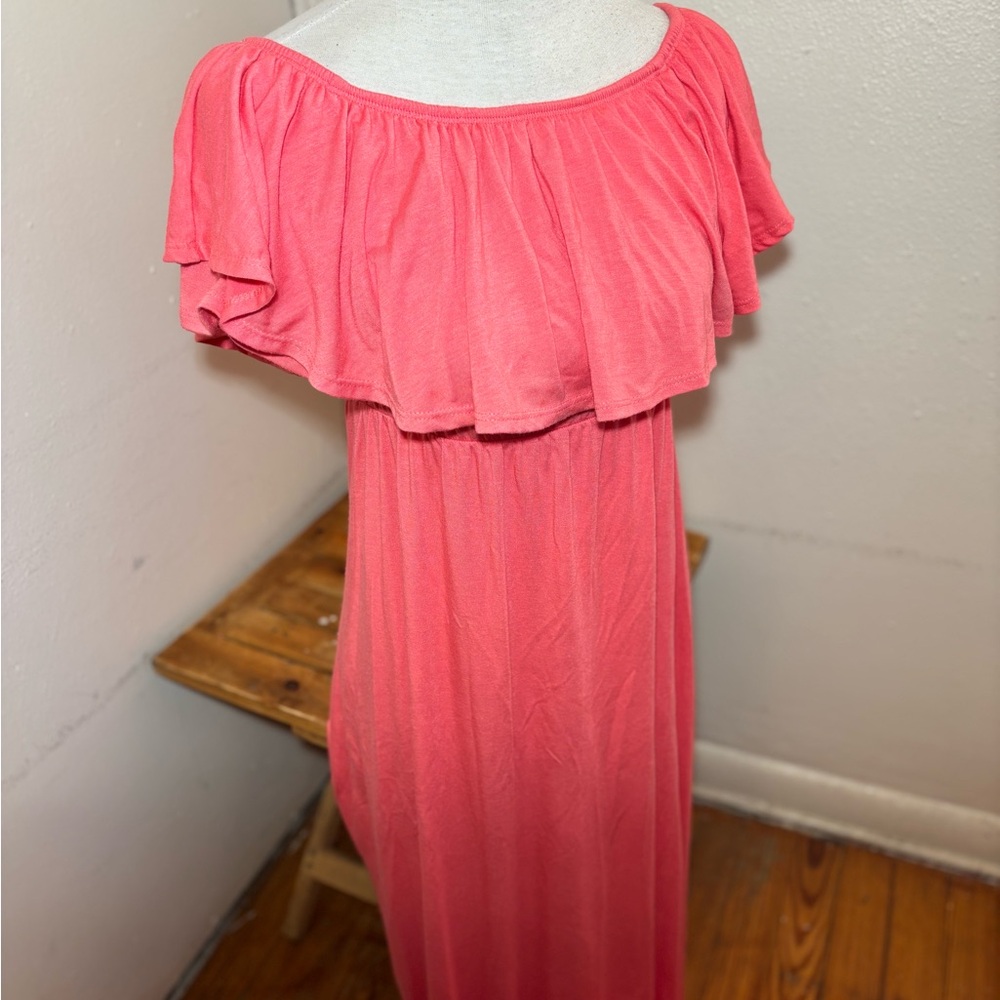 Pinkblush Ruffle Neckline Maxi Dress - Picture 3 of 8